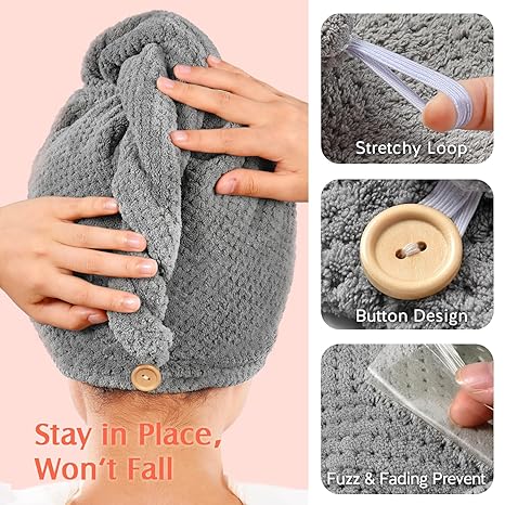 YFONG 2 Pack Microfiber Hair Towel Wrap