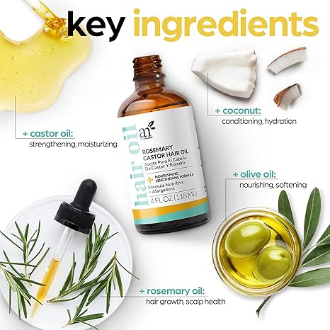 ArtNaturals Organic Rosemary &amp; Castor Hair Growth Oil